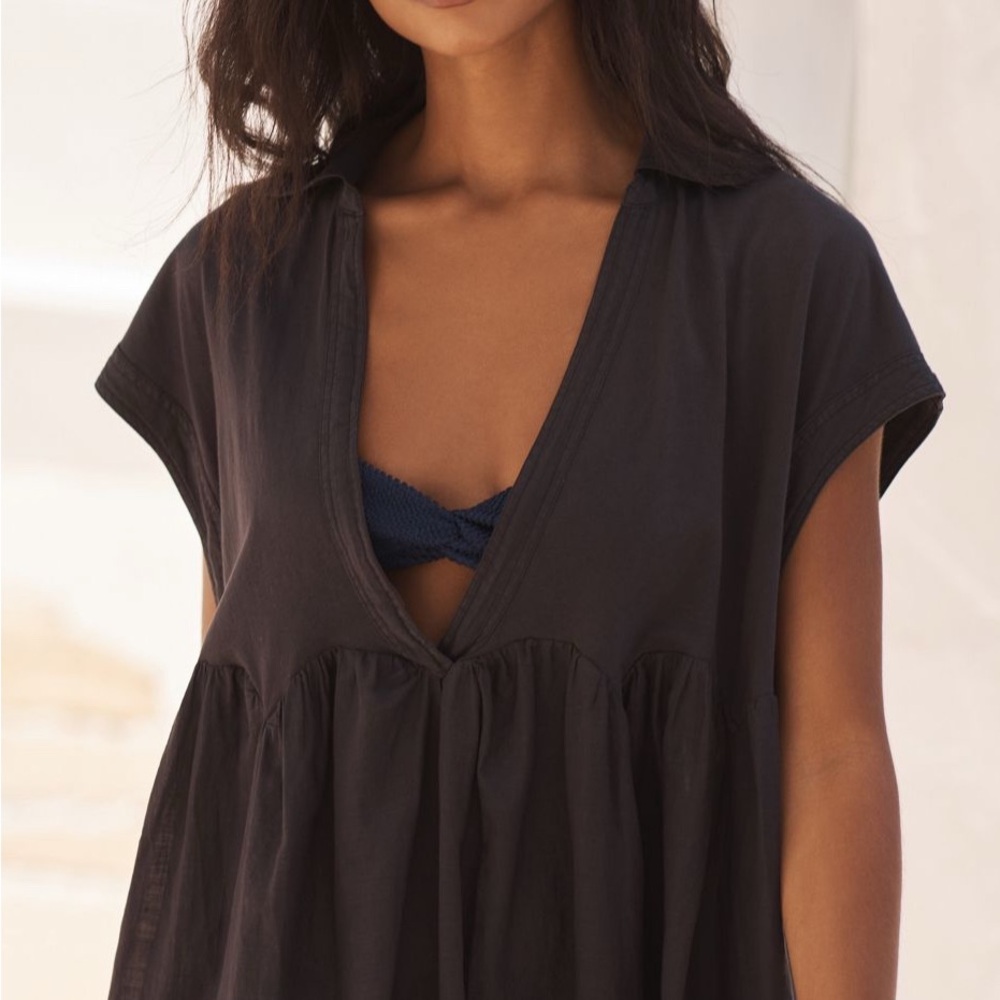 Anthropologie Charcoal Beach Swing Babydoll Tunic